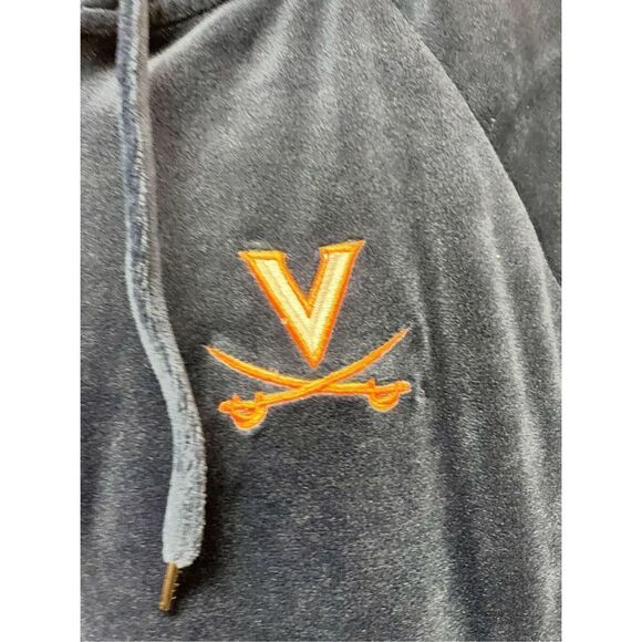 Colosseum Virginia Cavaliers Navy Velour Full Zip Up Hoodie sz. M EUC - Picture 3 of 6